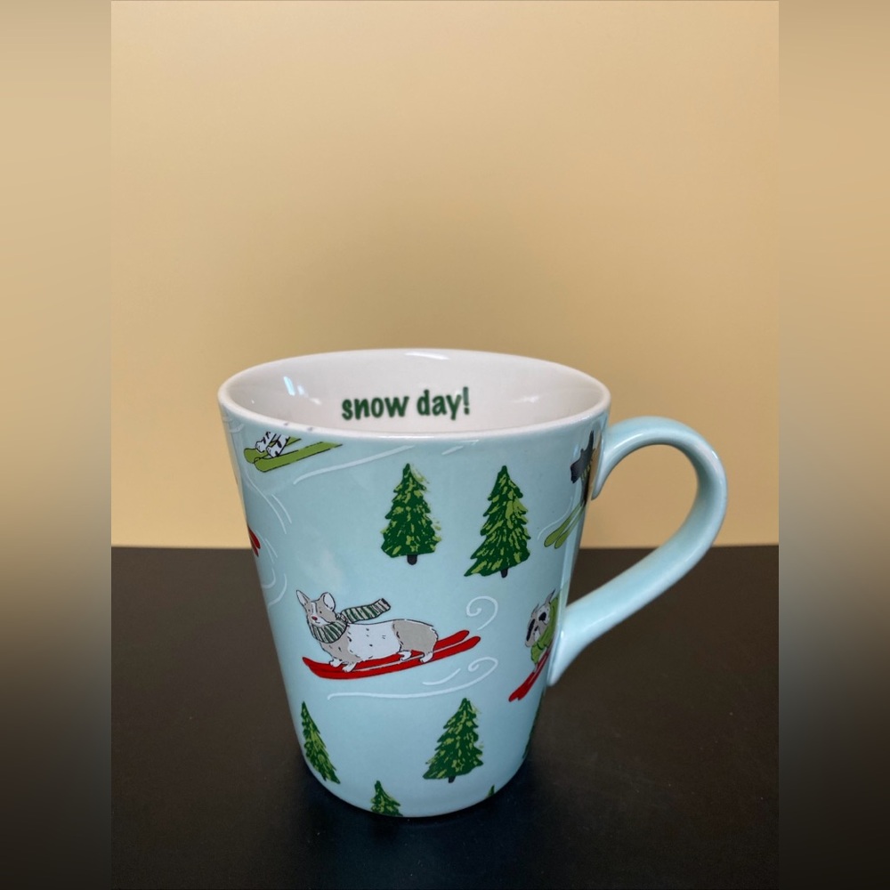 Secret Celebrity Snow Day Mug With Skiing Dogs